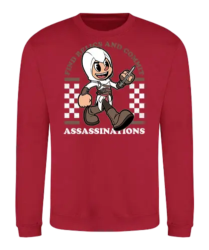 Game Mascot Assassin - Video Games, Video Game, Game, Games, Gamer, Mascot, Retro, Vintage, Retro Vintage, Retro Gamer, Retro Cartoon, Assassin, Adventure, Historical, History, Classic, Scifi, Sci-fi, Guild, Time Travel, Relic, Game Mascot, Killer, Fantasy - Sweatshirt