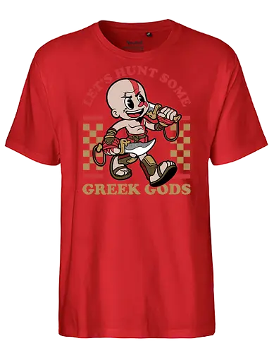 Game Mascot Demigod Hunter - Video Games, Video Game, Game, Games, Gamer, Mascot, Retro, Vintage, Retro Vintage, Retro Gamer, Retro Cartoon, Demigod, God, Greek Mythology, Greek, Mythical, Mythology, Myth, Hack And Slash, Fantasy, Adventure, Classic - Fairtrade T-Shirt