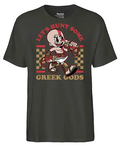 Game Mascot Demigod Hunter - Video Games, Video Game, Game, Games, Gamer, Mascot, Retro, Vintage, Retro Vintage, Retro Gamer, Retro Cartoon, Demigod, God, Greek Mythology, Greek, Mythical, Mythology, Myth, Hack And Slash, Fantasy, Adventure, Classic - Fairtrade T-Shirt