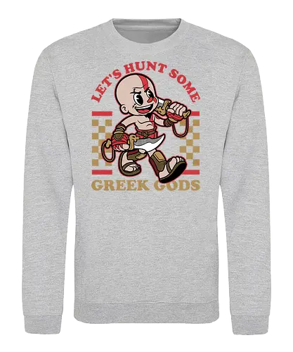 Game Mascot Demigod Hunter - Video Games, Video Game, Game, Games, Gamer, Mascot, Retro, Vintage, Retro Vintage, Retro Gamer, Retro Cartoon, Demigod, God, Greek Mythology, Greek, Mythical, Mythology, Myth, Hack And Slash, Fantasy, Adventure, Classic - Sweatshirt