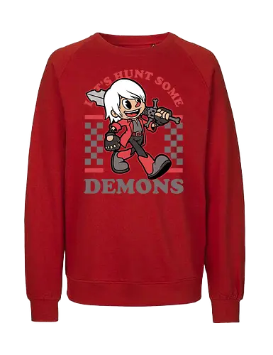 Game Mascot Devil Hunter - Video Games, Video Game, Game, Games, Gamer, Mascot, Retro, Vintage, Retro Vintage, Retro Gamer, Retro Cartoon, Demon, Devil, Hunter, Fantasy, Adventure, Hack And Slash, Classic, Dante - Fairtrade Sweatshirt