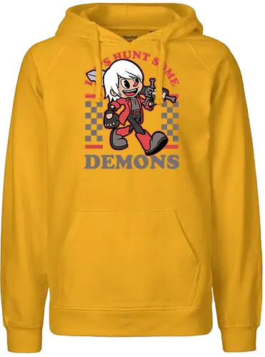 Game Mascot Devil Hunter - Video Games, Video Game, Game, Games, Gamer, Mascot, Retro, Vintage, Retro Vintage, Retro Gamer, Retro Cartoon, Demon, Devil, Hunter, Fantasy, Adventure, Hack And Slash, Classic, Dante - Fairtrade Hoodie