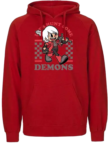 Game Mascot Devil Hunter - Video Games, Video Game, Game, Games, Gamer, Mascot, Retro, Vintage, Retro Vintage, Retro Gamer, Retro Cartoon, Demon, Devil, Hunter, Fantasy, Adventure, Hack And Slash, Classic, Dante - Fairtrade Hoodie