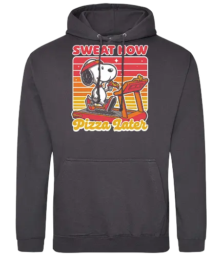 Beagle Dog Pizza Exercise  - exercise, pizza, fast food, vintage, retro, comic, comics, movie, animation, walking, running, treadmill - Standard Hoodie