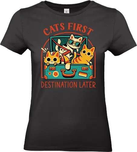 Pack The Cats - cats, kawaii cute, travel, suitcase, funny, holidays, vacation mode, kittens, great outdoors, cat lover, humor, quirky, vintage, packing, adventure - Standard T-Shirt (Frauen)