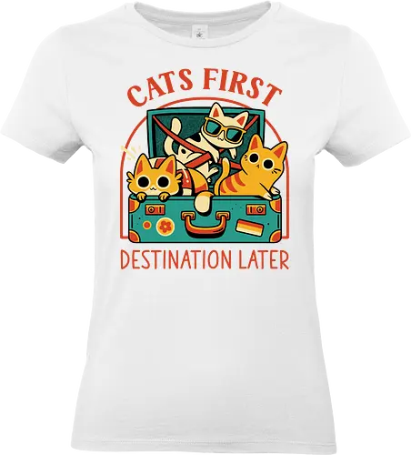 Pack The Cats - cats, kawaii cute, travel, suitcase, funny, holidays, vacation mode, kittens, great outdoors, cat lover, humor, quirky, vintage, packing, adventure - Standard T-Shirt (Frauen)