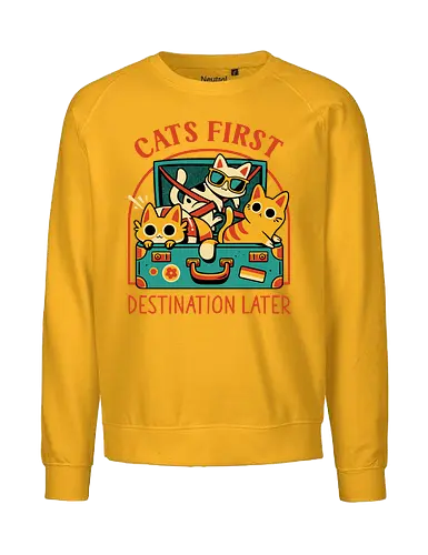Pack The Cats - cats, kawaii cute, travel, suitcase, funny, holidays, vacation mode, kittens, great outdoors, cat lover, humor, quirky, vintage, packing, adventure - Fairtrade Sweatshirt