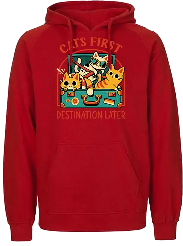 Pack The Cats - cats, kawaii cute, travel, suitcase, funny, holidays, vacation mode, kittens, great outdoors, cat lover, humor, quirky, vintage, packing, adventure - Fairtrade Hoodie
