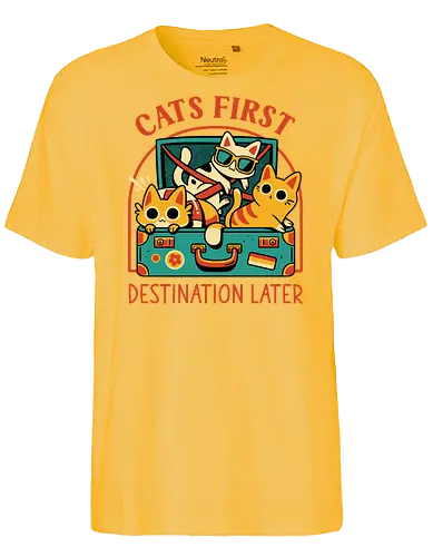 Pack The Cats - cats, kawaii cute, travel, suitcase, funny, holidays, vacation mode, kittens, great outdoors, cat lover, humor, quirky, vintage, packing, adventure - Fairtrade T-Shirt