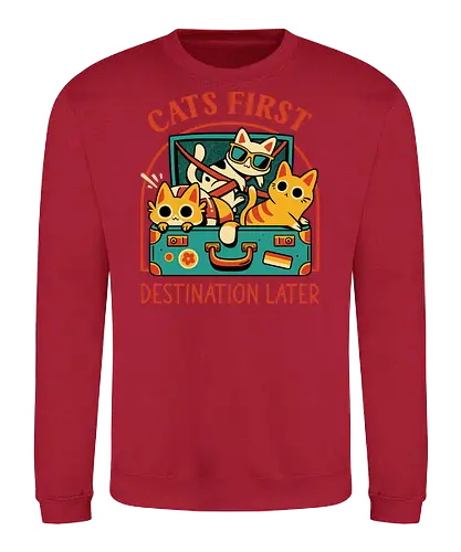 Pack The Cats - cats, kawaii cute, travel, suitcase, funny, holidays, vacation mode, kittens, great outdoors, cat lover, humor, quirky, vintage, packing, adventure - Sweatshirt
