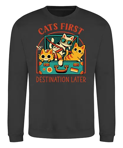 Pack The Cats - cats, kawaii cute, travel, suitcase, funny, holidays, vacation mode, kittens, great outdoors, cat lover, humor, quirky, vintage, packing, adventure - Sweatshirt
