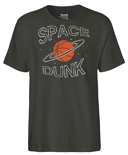 Space Dunk - basketball, space, slam dunk, funny, nba, game, match, sports, sport, cosmos, dunking, dunk, puns, pun, funny, sarcastic, sarcasm, stars - Fairtrade T-Shirt