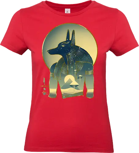 Blue Anubis - Anubis, Aliens, spaceship, pyramid, Egyptiangods, ancientegypt, egypt, egyptology, ancienthistory, art, pyramids, ancientegyptian, Osiris, Isis, Horus - Standard T-Shirt (Frauen)