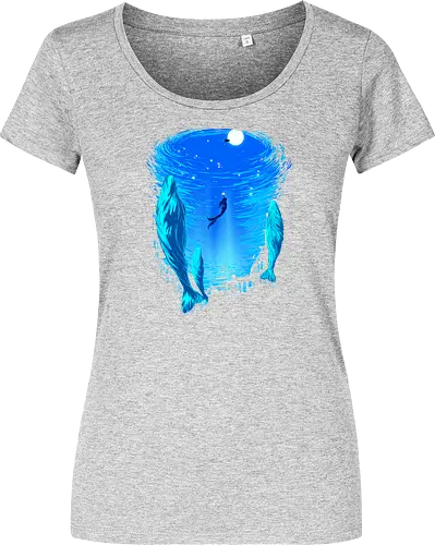 Part of Our World - mermaid, siren, whales, nature - Damen T-Shirt