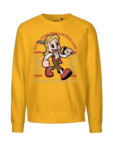 Game Mascot Monkey Pirate - Video Games, Video Game, Game, Games, Gamer, Mascot, Retro, Vintage, Retro Vintage, Retro Gamer, Retro Cartoon, Monkey, Pirates, Pirate, Fantasy, Adventure, Sword, Ghosts, Ghost, Treasure Hunter, Treasure - Fairtrade Sweatshirt