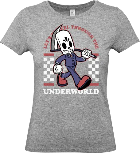 Game Mascot Travel Reaper - Video Games, Video Game, Game, Games, Gamer, Mascot, Retro, Vintage, Retro Vintage, Retro Gamer, Retro Cartoon, Fantasy, Adventure, Classic, Death, Grim Reaper, Soul Reaper, Skull, Skeleton, Investigate, Investigation, Noir - Standard T-Shirt (Frauen)