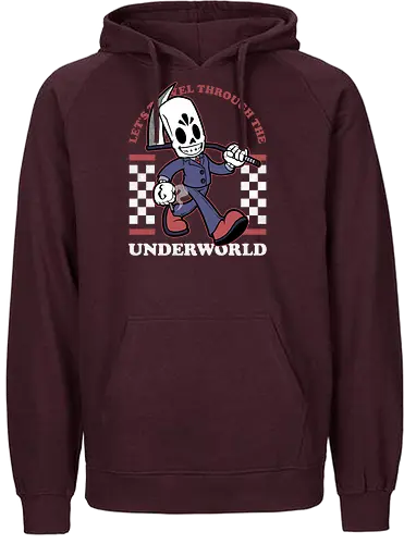Game Mascot Travel Reaper - Video Games, Video Game, Game, Games, Gamer, Mascot, Retro, Vintage, Retro Vintage, Retro Gamer, Retro Cartoon, Fantasy, Adventure, Classic, Death, Grim Reaper, Soul Reaper, Skull, Skeleton, Investigate, Investigation, Noir - Fairtrade Hoodie