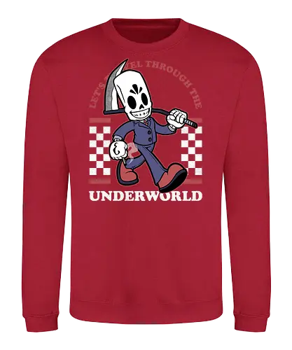 Game Mascot Travel Reaper - Video Games, Video Game, Game, Games, Gamer, Mascot, Retro, Vintage, Retro Vintage, Retro Gamer, Retro Cartoon, Fantasy, Adventure, Classic, Death, Grim Reaper, Soul Reaper, Skull, Skeleton, Investigate, Investigation, Noir - Sweatshirt