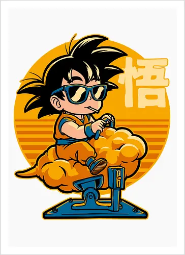 Cloud Anime Hero - retro vintage, kids, cloud, super hero, martial arts, fight, fighting, champion, championship, anime, manga, fun, funny, cute, classic, tv show - Kunstdruck