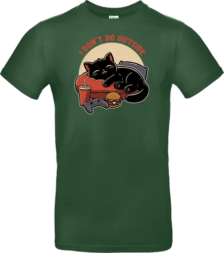 Lazy Gamer Cat  - black cat, cat, pet, food, video game, game, nerd, geek, outside, fast food, cute, burger, hamburger, tv show, movies, lazy, tired - Standard T-Shirt
