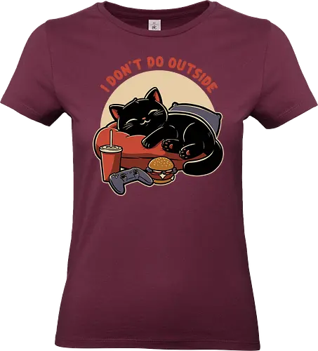 Lazy Gamer Cat  - black cat, cat, pet, food, video game, game, nerd, geek, outside, fast food, cute, burger, hamburger, tv show, movies, lazy, tired - Standard T-Shirt (Frauen)