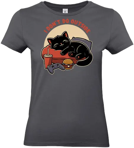 Lazy Gamer Cat  - black cat, cat, pet, food, video game, game, nerd, geek, outside, fast food, cute, burger, hamburger, tv show, movies, lazy, tired - Standard T-Shirt (Frauen)