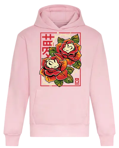 Naptime in Roses - cute rabbit, bunny, roses, sleeping, botanical art, dreamy, floral, japanese, kawaii animal, nature, zen, flowers, soft - Heavyweight Hoodie