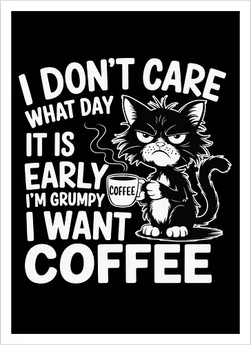 I don't care what day it is early i'm grumpy i want coffee