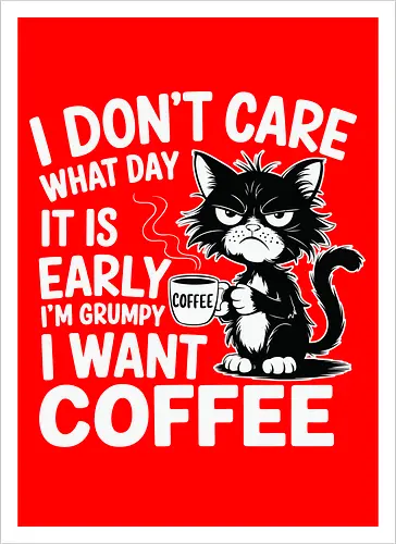 I don't care what day it is early i'm grumpy i want coffee