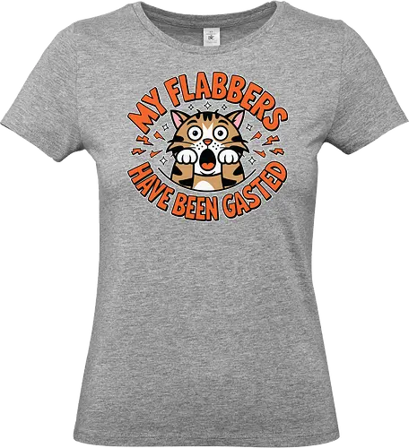 My Flabbers Have Been Gasted - cat, cartoon, surprised, humor, phrase, lettering, orange, expression, typography - Standard T-Shirt (Frauen)