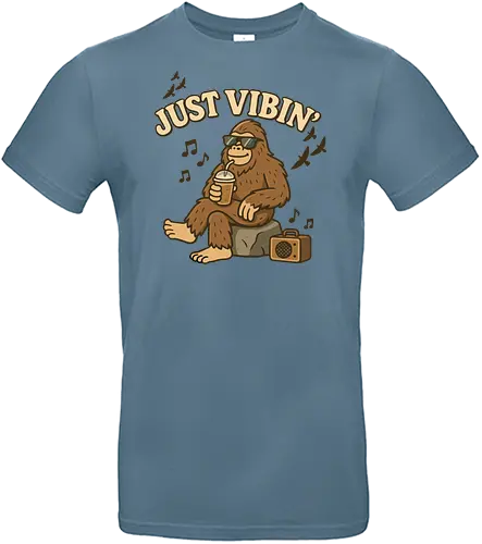 Just Vibin - bigfoot, relaxing, music, drink, chill, birds, text, vibe, outdoors, peaceful. - Standard T-Shirt