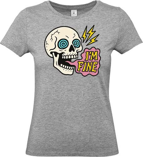 skull i'm fine - skull, cartoon, humor, text, lightning, pop art, design, expression, colorful, digital art - Standard T-Shirt (Frauen)