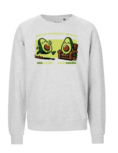 Avocado Tired Exercise - Exercise, avocado, food, run, fun, funny, happy, adorable, pun, vegan, guacamole, cardio, tired, lazy - Fairtrade Sweatshirt