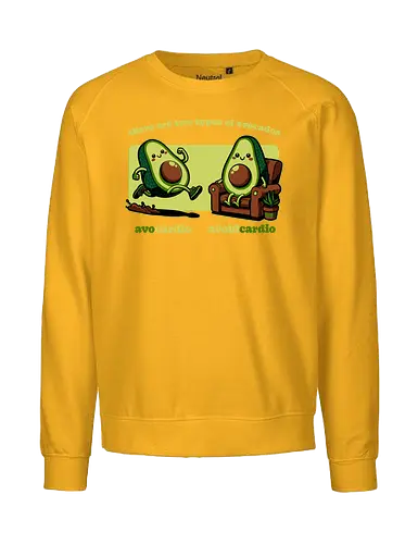 Avocado Tired Exercise - Exercise, avocado, food, run, fun, funny, happy, adorable, pun, vegan, guacamole, cardio, tired, lazy - Fairtrade Sweatshirt