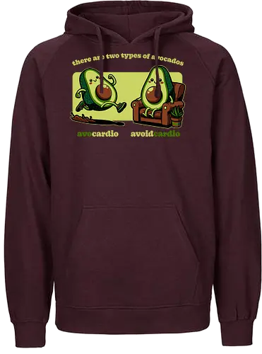 Avocado Tired Exercise - Exercise, avocado, food, run, fun, funny, happy, adorable, pun, vegan, guacamole, cardio, tired, lazy - Fairtrade Hoodie