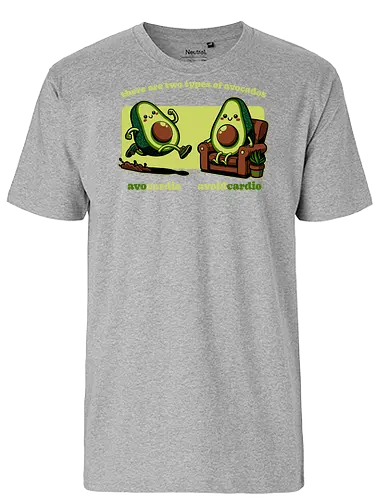 Avocado Tired Exercise - Exercise, avocado, food, run, fun, funny, happy, adorable, pun, vegan, guacamole, cardio, tired, lazy - Fairtrade T-Shirt