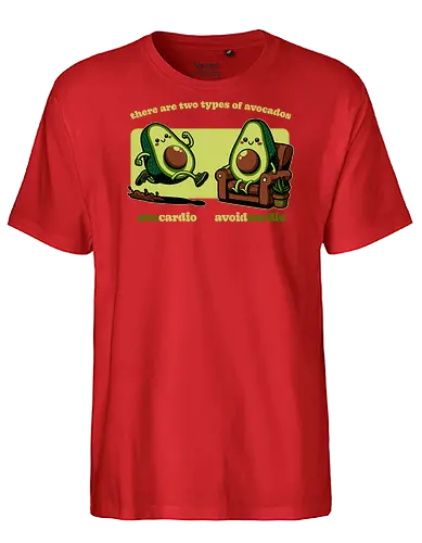 Avocado Tired Exercise - Exercise, avocado, food, run, fun, funny, happy, adorable, pun, vegan, guacamole, cardio, tired, lazy - Fairtrade T-Shirt