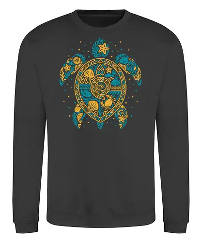 Sea Turtle Mosaic - sea turtle, beach vibes, fish, marine life, ocean lover, aquatic, shell, summer, tribal, tropical, wildlife, holidays, polynesian, hawaii - Sweatshirt