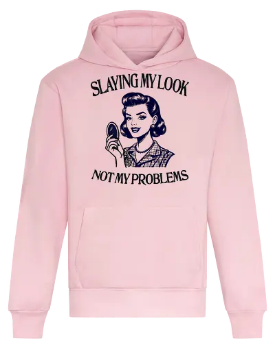 Slaying My Look - slaying my look, not my problems, makeup, glam, beautiful, women poser, sarcastic, sarcasm, funny, humor, retro - Heavyweight Hoodie
