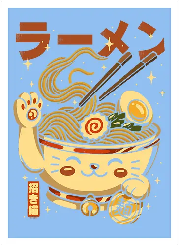Süße Glückskatze Ramen