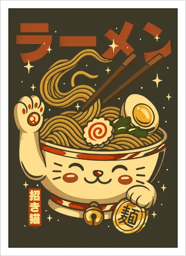 Süße Glückskatze Ramen