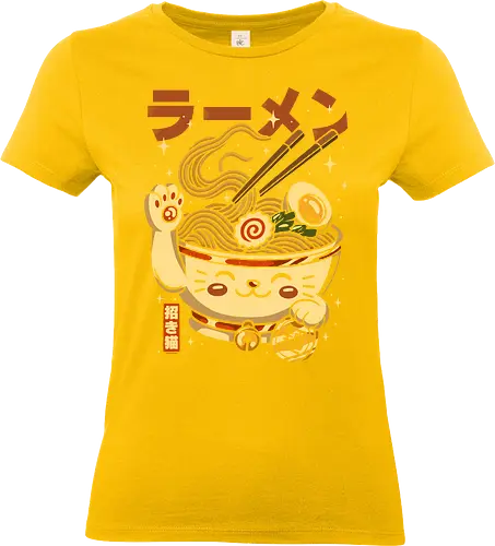 Süße Glückskatze Ramen - maneki neko, neko, ramen, japan, anime, manga, glückliche katze, lustig, lebensmittel, feinschmecker, ästhetisch, abbildung, nudeln, nudeln ramen, cool, lm2kone - Standard T-Shirt (Frauen)