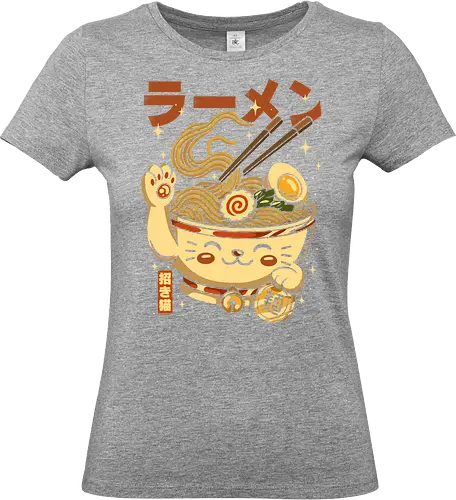 Süße Glückskatze Ramen - maneki neko, neko, ramen, japan, anime, manga, glückliche katze, lustig, lebensmittel, feinschmecker, ästhetisch, abbildung, nudeln, nudeln ramen, cool, lm2kone - Standard T-Shirt (Frauen)