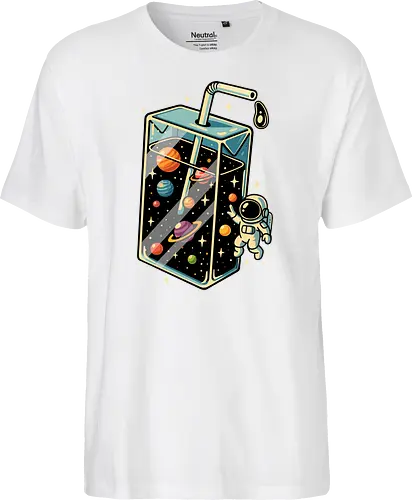 Weltraumsaft - Astronaut, Saft, Sommer, lustig, Essen, Weltraum, Universum, Kosmos, Astronomie, trippig, abstrakt, ästhetisch, Illustration, Planeten, Mond, cool, lm2kone - Fairtrade T-Shirt