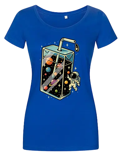 Weltraumsaft - Astronaut, Saft, Sommer, lustig, Essen, Weltraum, Universum, Kosmos, Astronomie, trippig, abstrakt, ästhetisch, Illustration, Planeten, Mond, cool, lm2kone - Damen T-Shirt