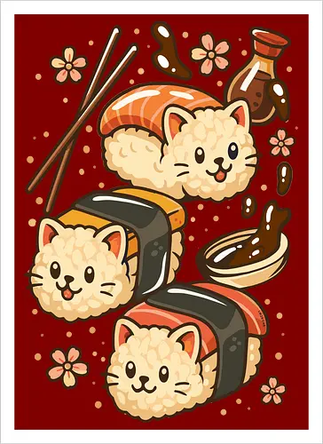 Süße Sushi-Katzen