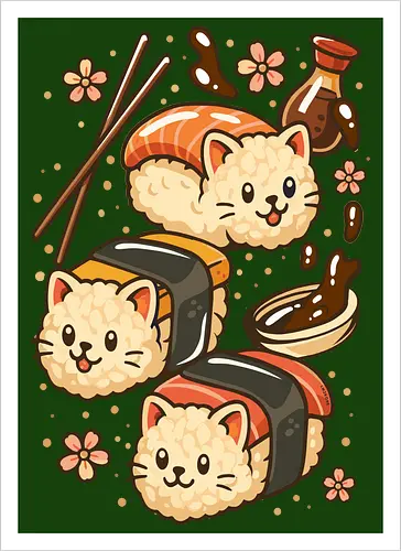 Süße Sushi-Katzen