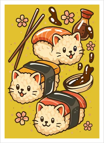 Süße Sushi-Katzen