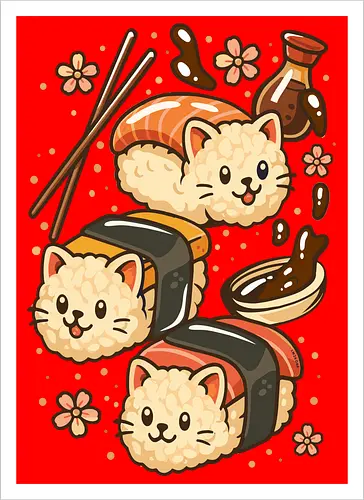 Süße Sushi-Katzen
