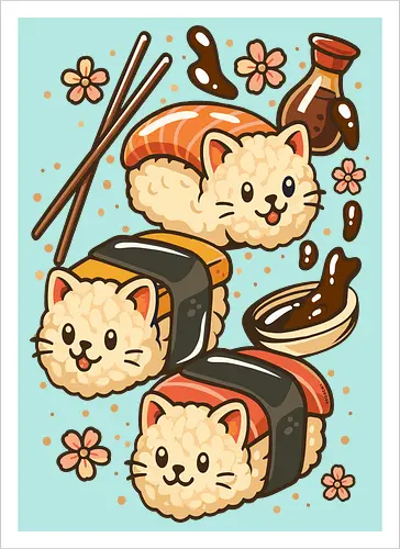 Süße Sushi-Katzen